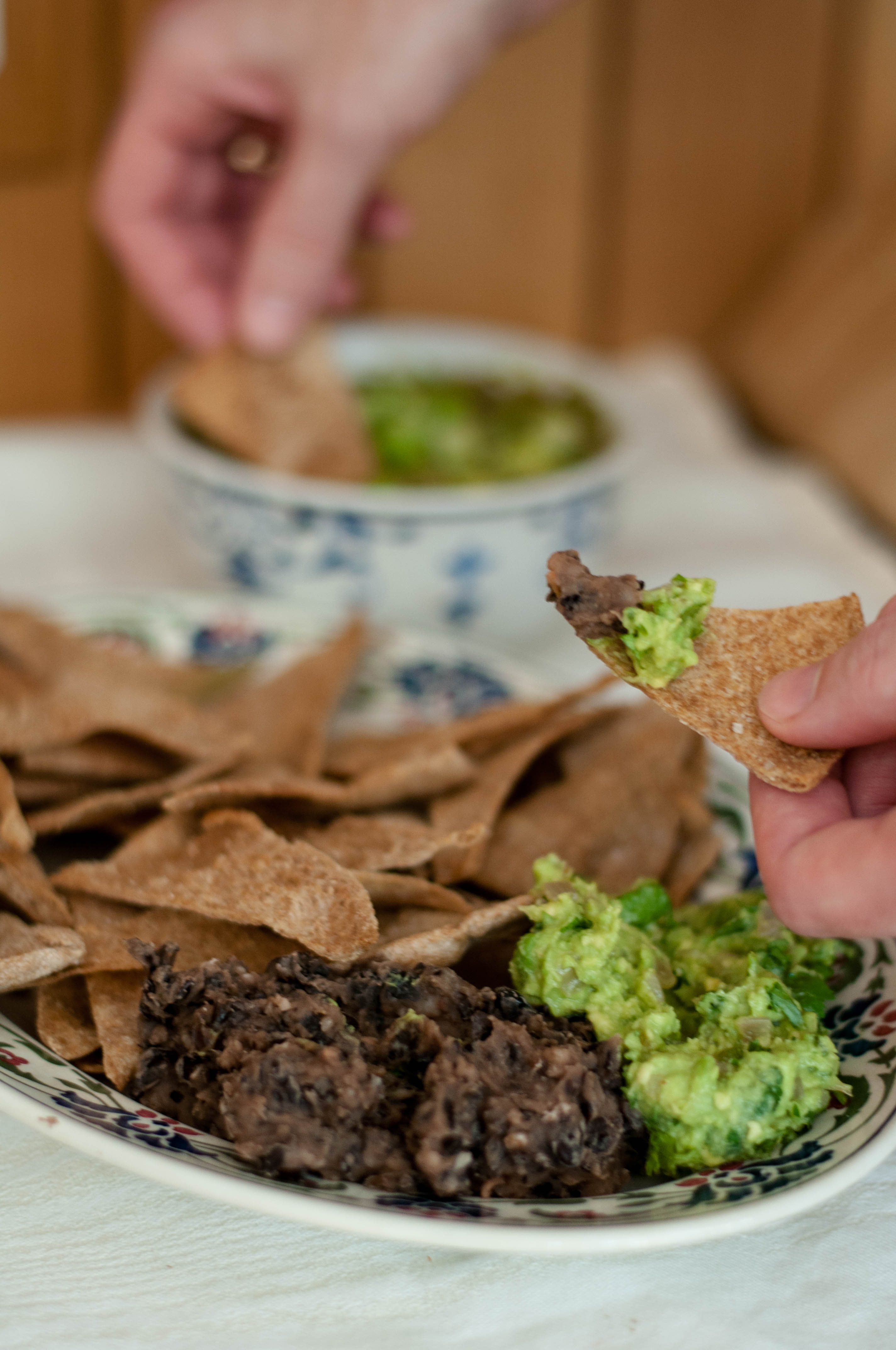 Tomatillo Salsa with Homemade Pita Chips - By The Scratch Artist