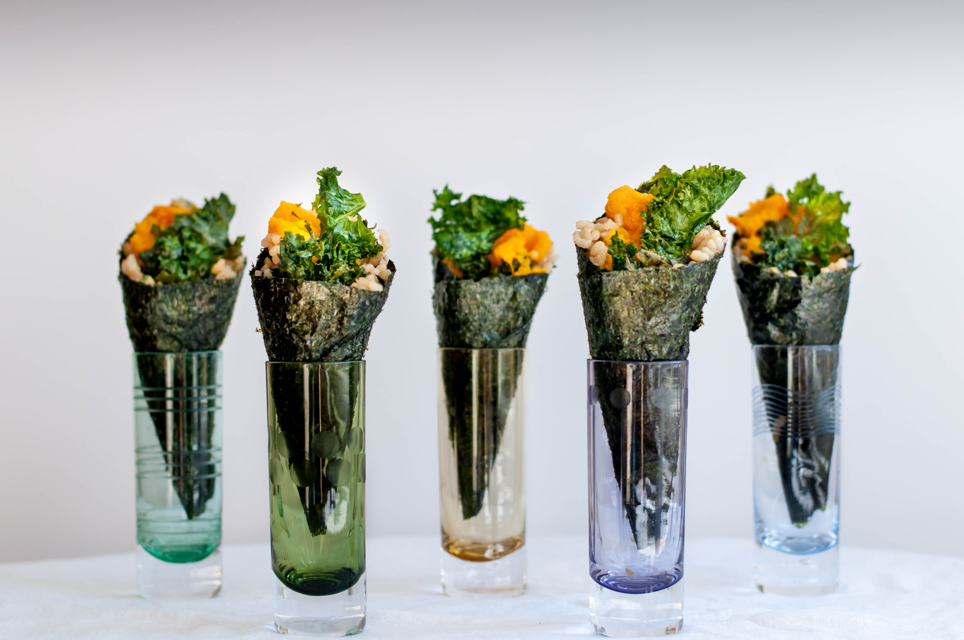 Japanese Pumpkin Temaki With Ginger Kale Chips - The Scratch Artist