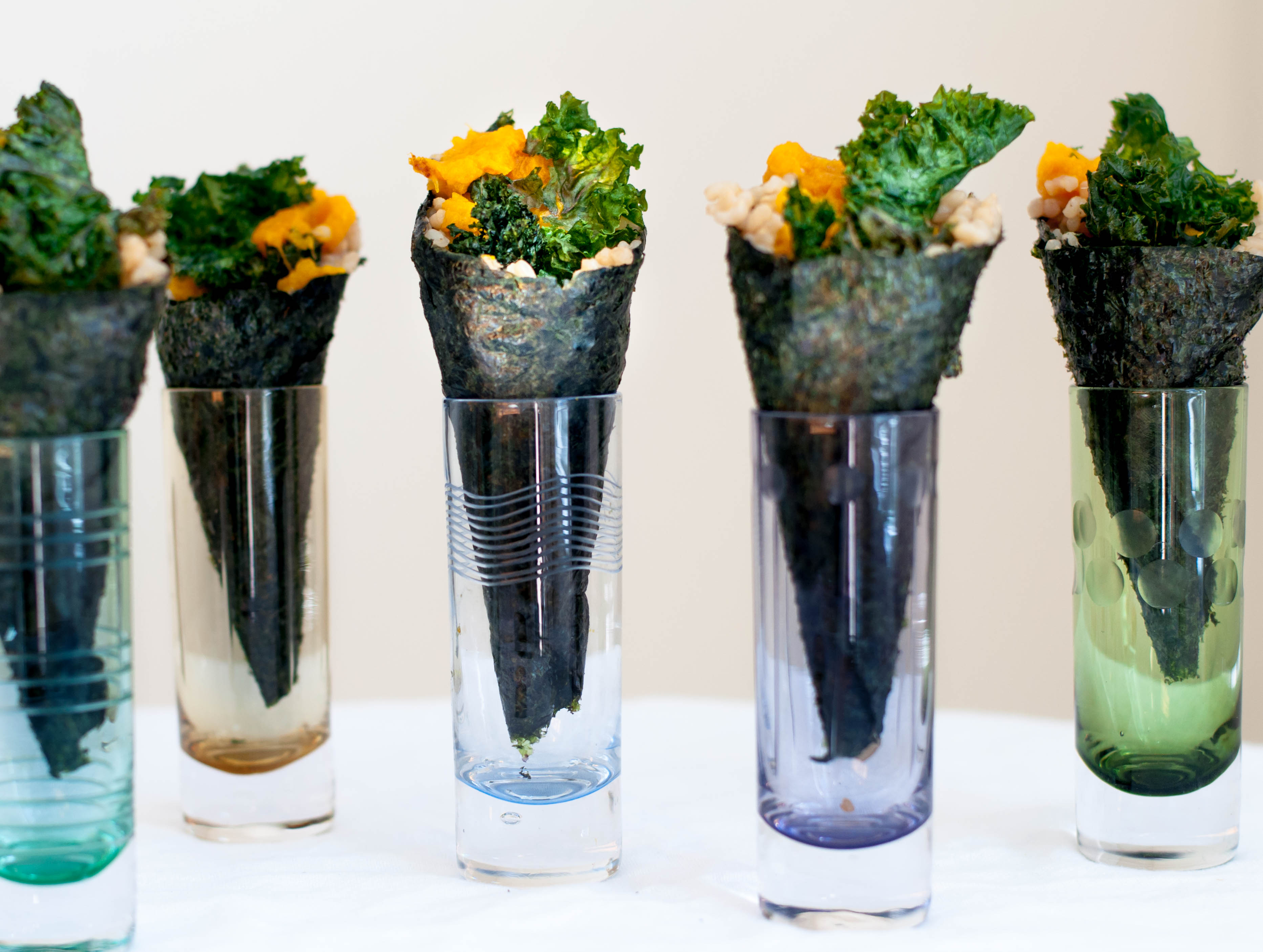 Japanese Pumpkin Temaki With Ginger Kale Chips - The Scratch Artist