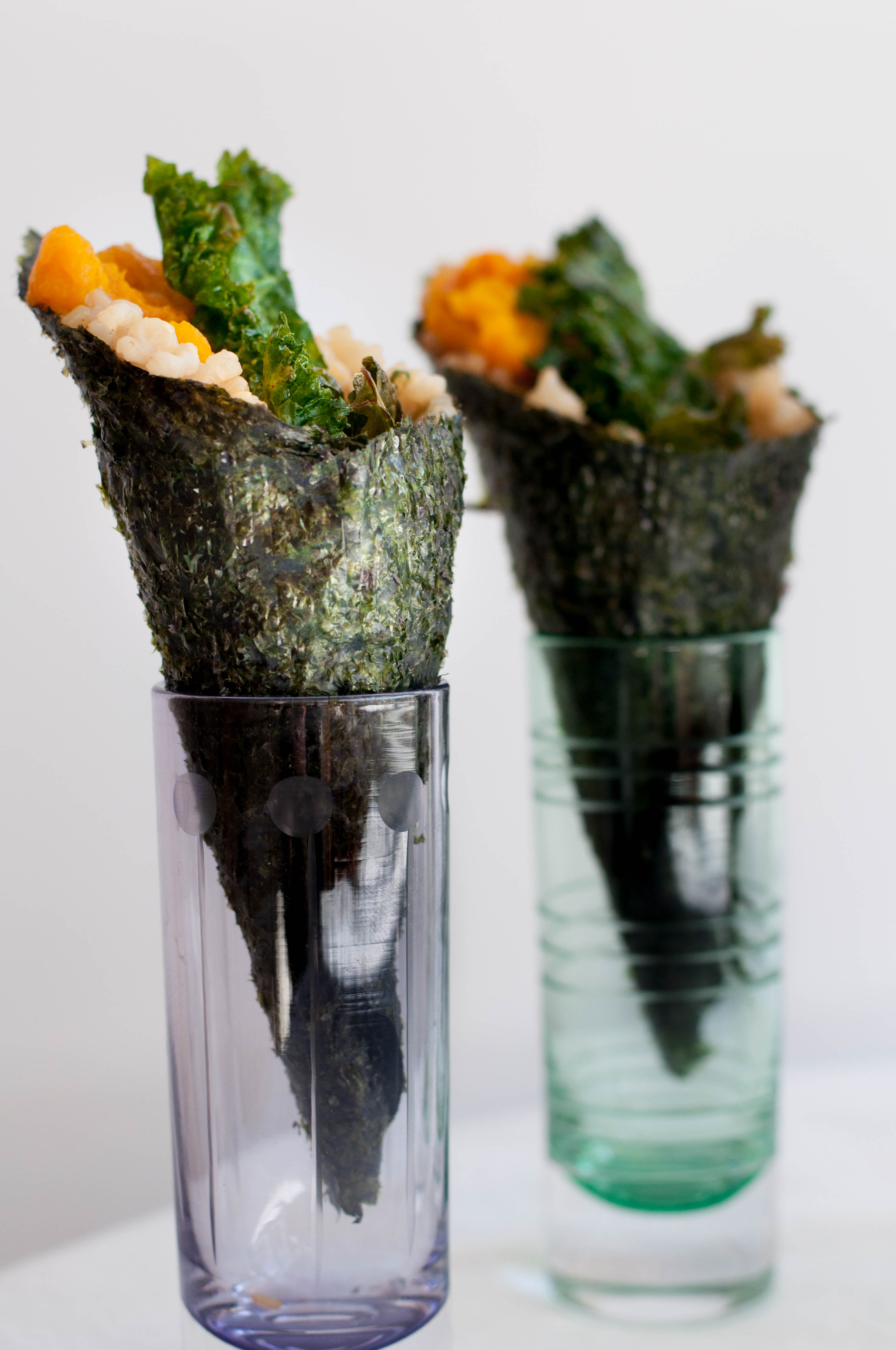 Japanese Pumpkin Temaki With Ginger Kale Chips - The Scratch Artist