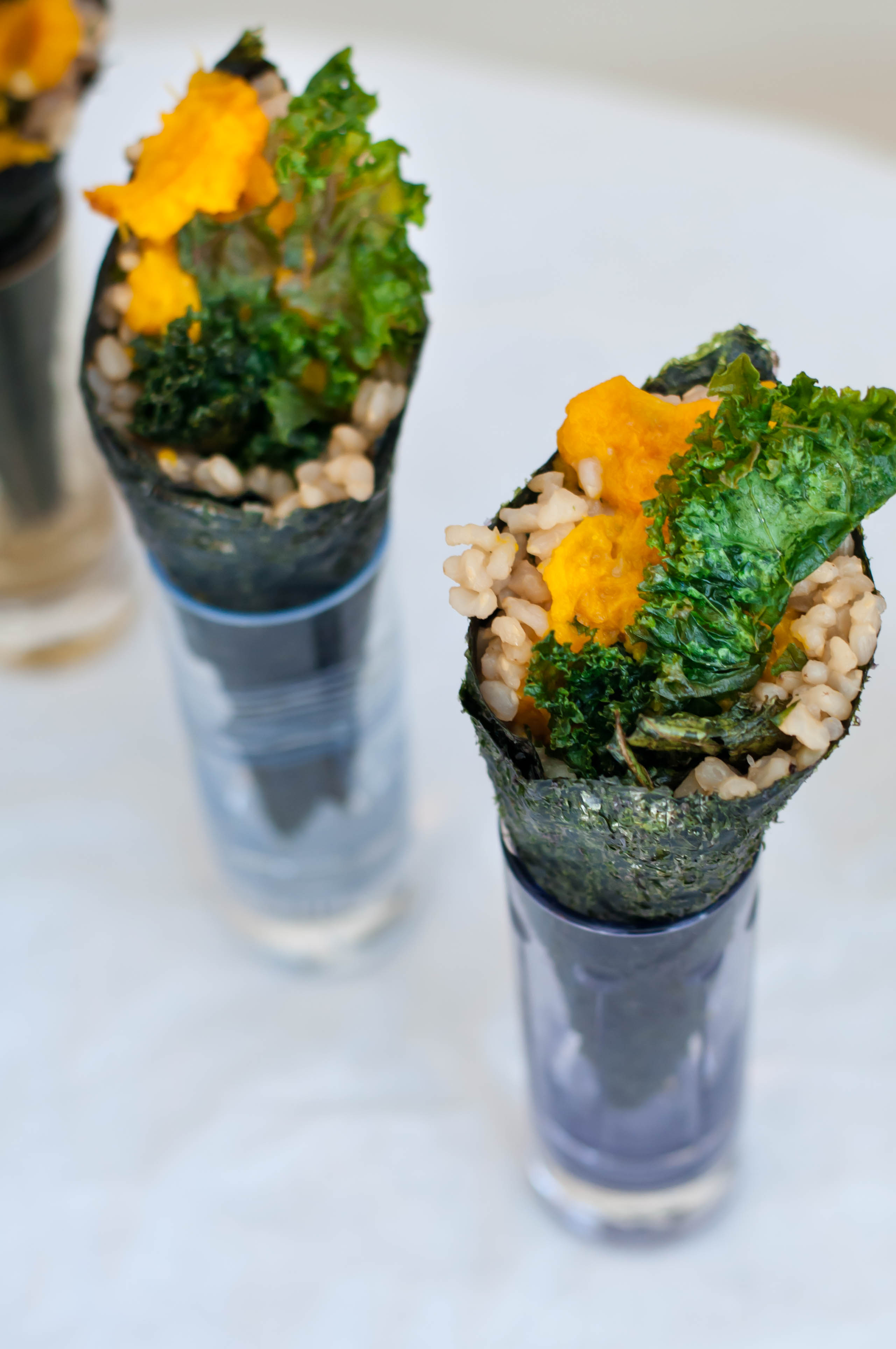 Japanese Pumpkin Temaki With Ginger Kale Chips - The Scratch Artist
