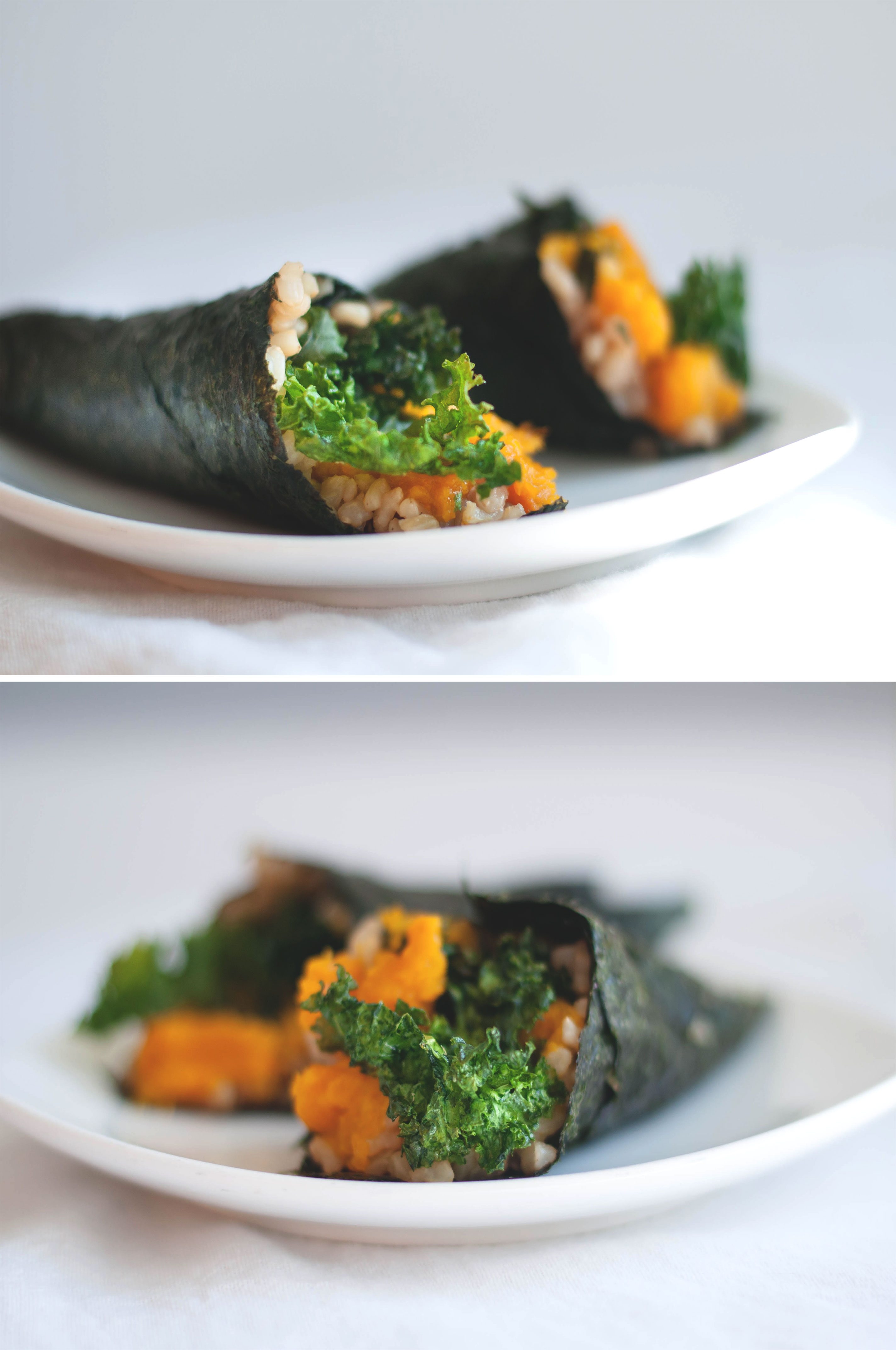 Japanese Pumpkin Temaki With Ginger Kale Chips - The Scratch Artist