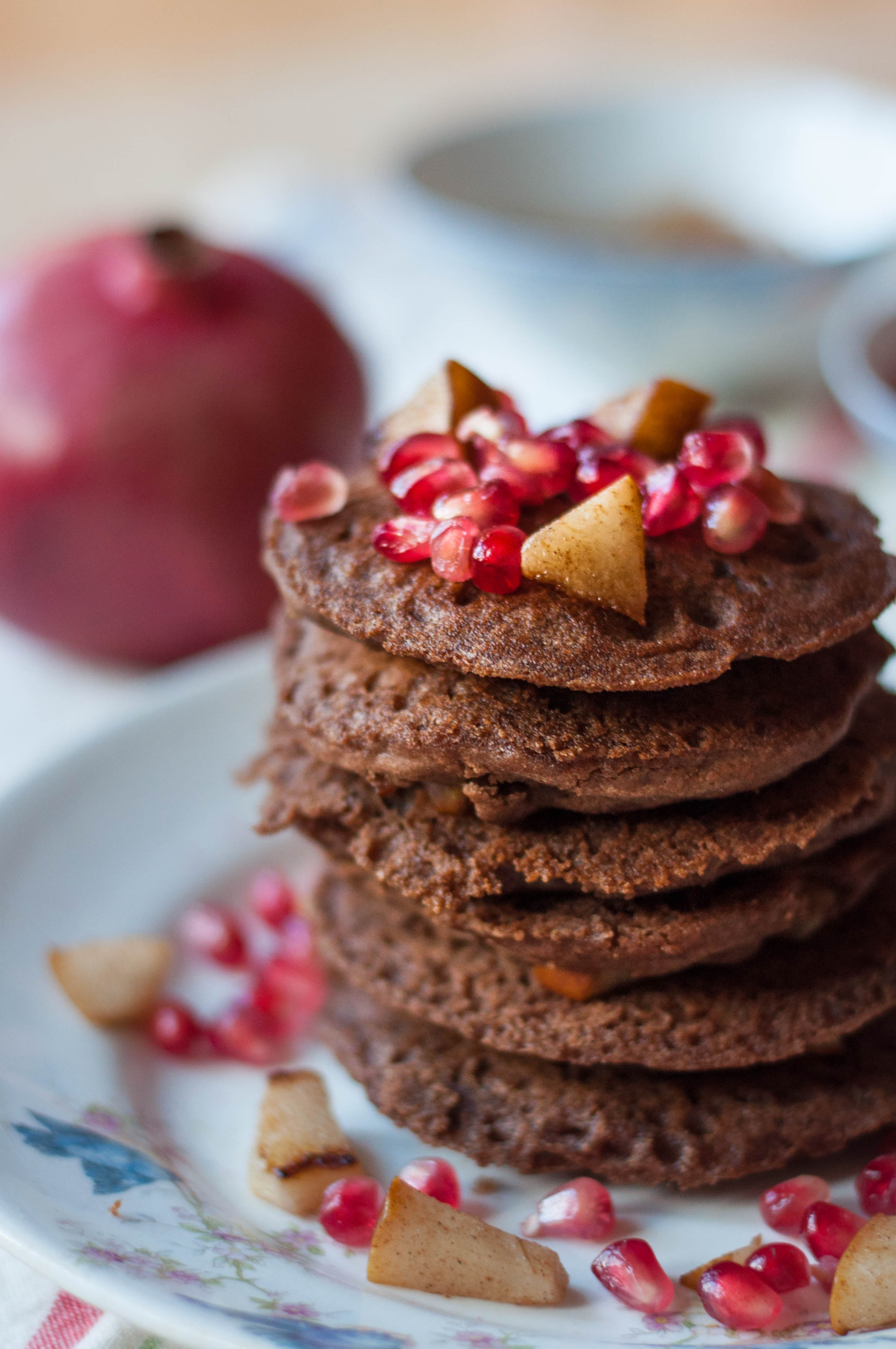 Pomegranate & Pear Teff Pancakes #glutenfree #dairyfree #vegan - The Scratch Artist-2