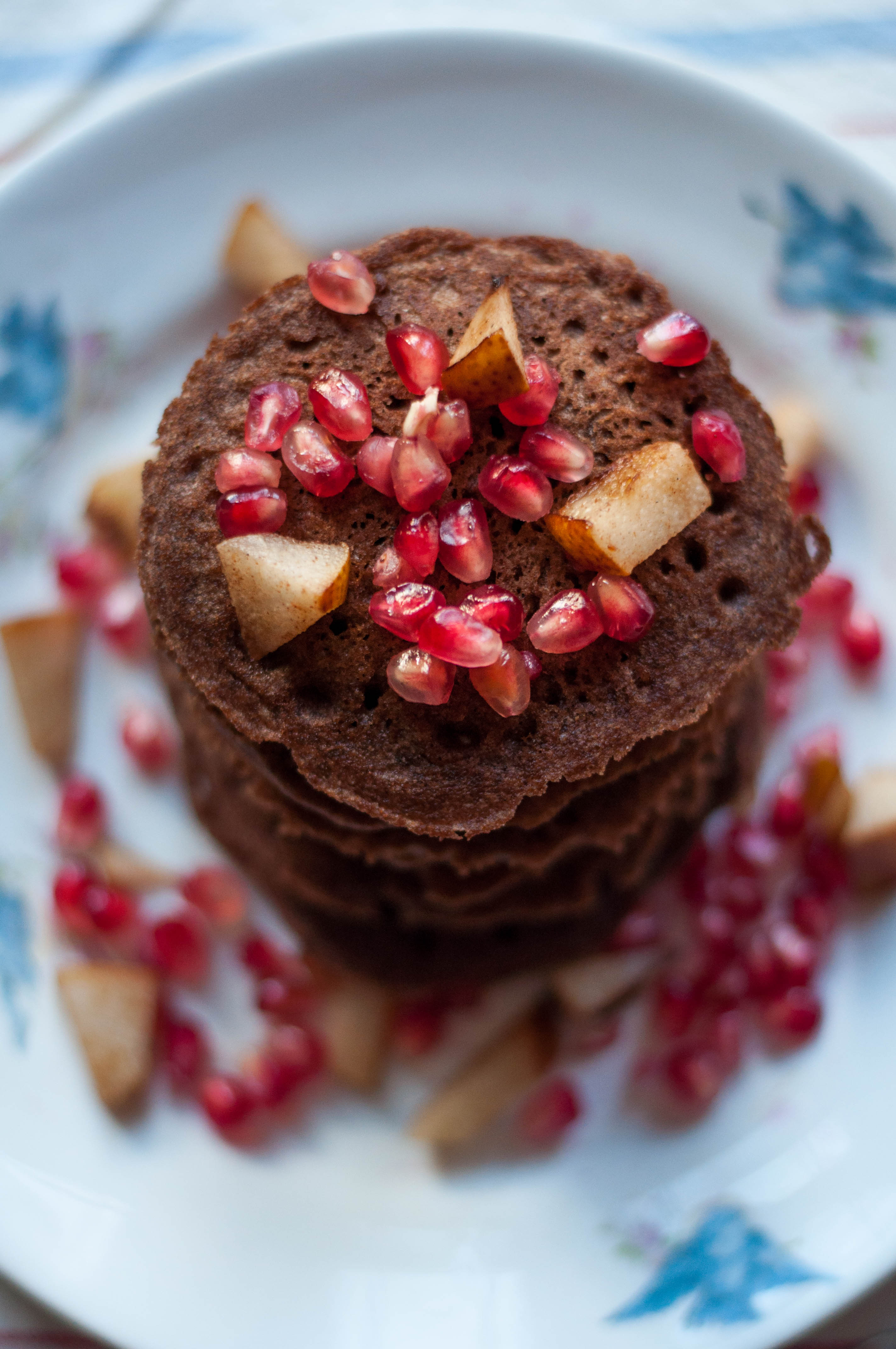 Pomegranate & Pear Teff Pancakes #glutenfree #dairyfree #vegan - The Scratch Artist