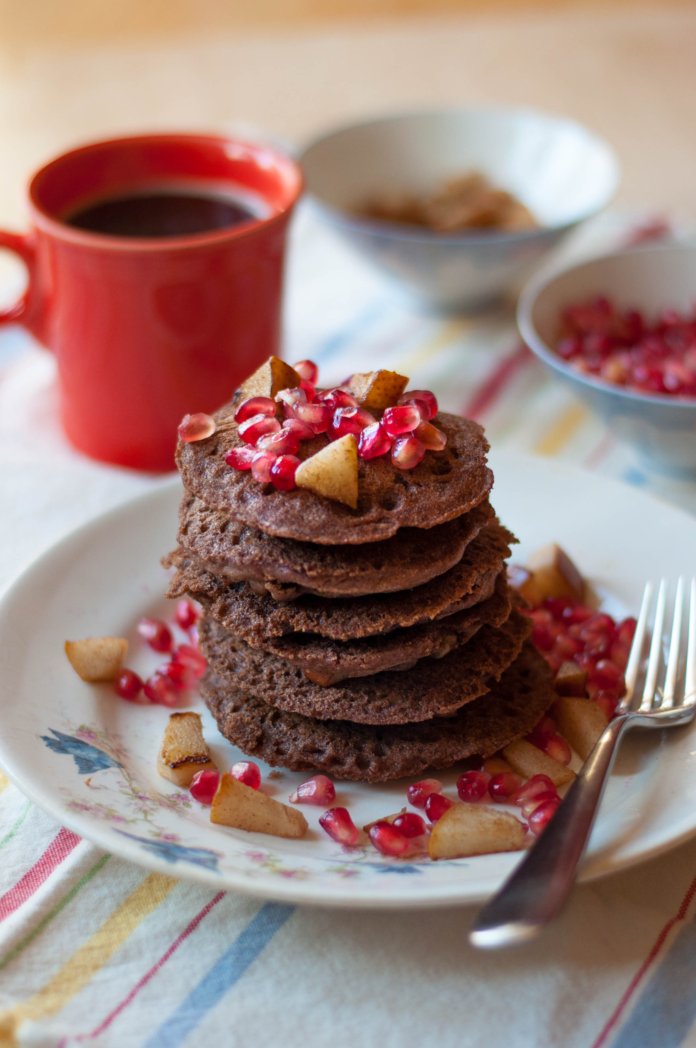 Pomegranate & Pear Teff Pancakes #glutenfree #dairyfree #vegan - The Scratch Artist-4