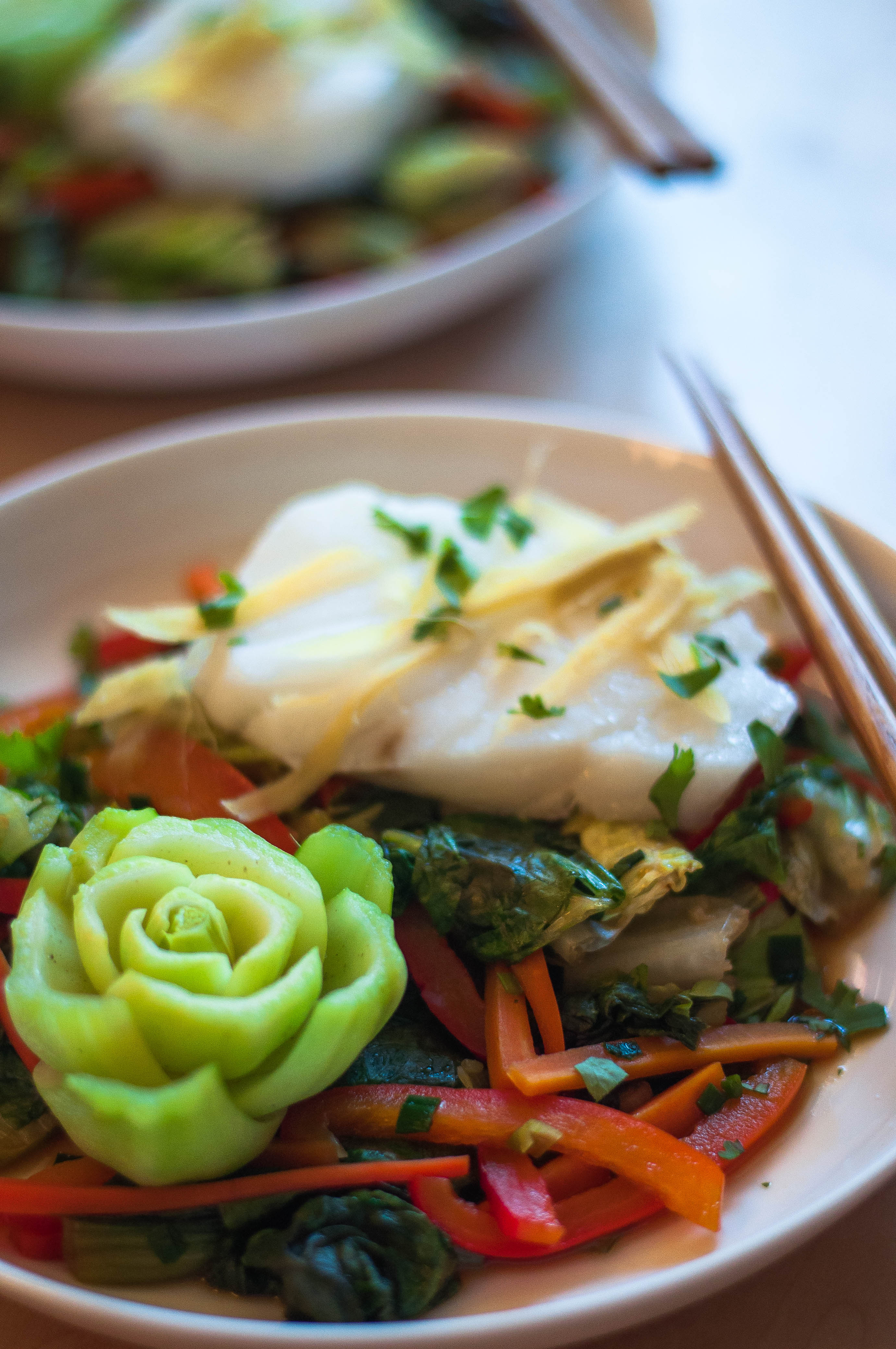 Ginger Steamed Cod with Stir Fried Salad - The Scratch Artist